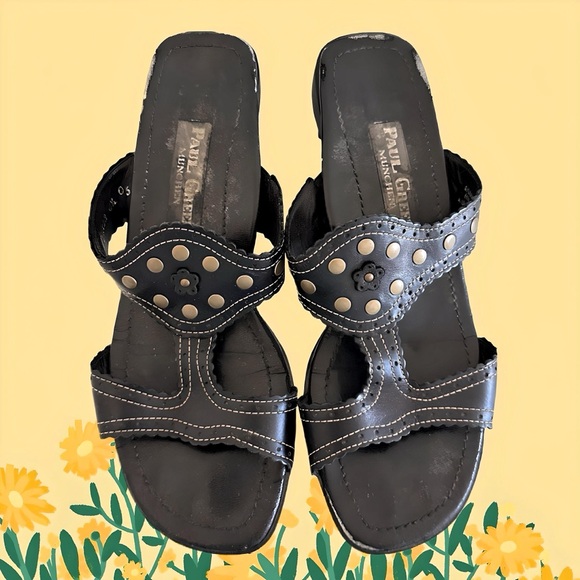 Paul Green Black Studded Slides - Picture 3 of 9